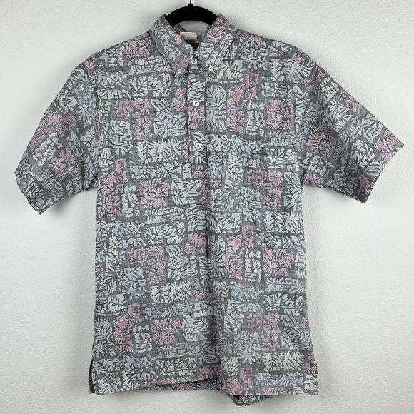 VTG Hawaiian Pullover Shirt Reverse Print Floral Mens Small - Picture 2 of 10
